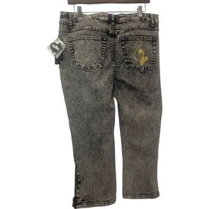 New Vintage Y2K Baby Phat Black Stone Washed Cropped Jeans Kimora Lee Simmons